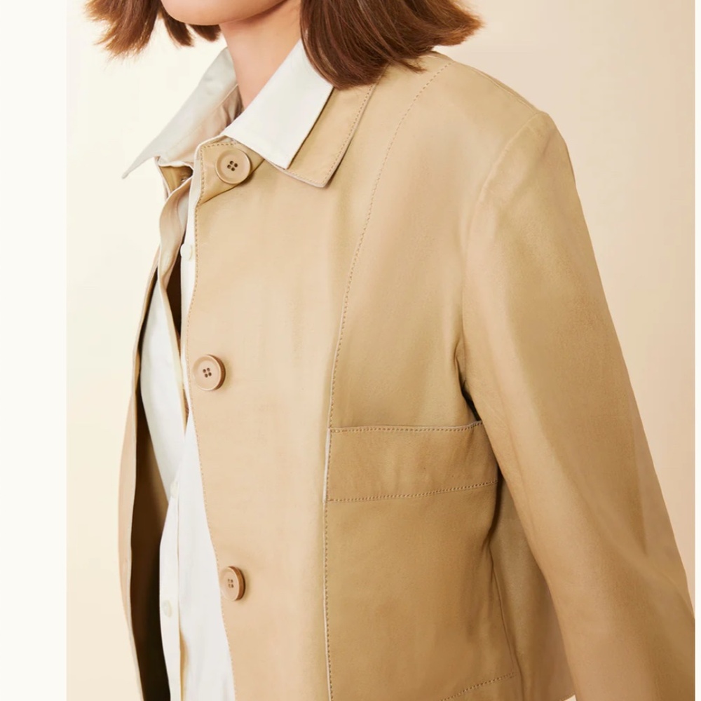 Jakett SIMONA Vintage Leather Jacket in SAND Sz M NWT